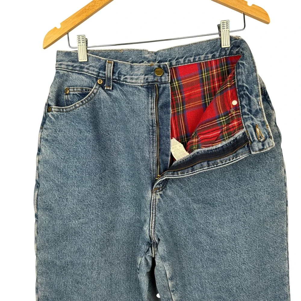 LL Bean Blanket Lined Jeans Womens 14 Tall High Rise‎ Straight USA Winter Warm